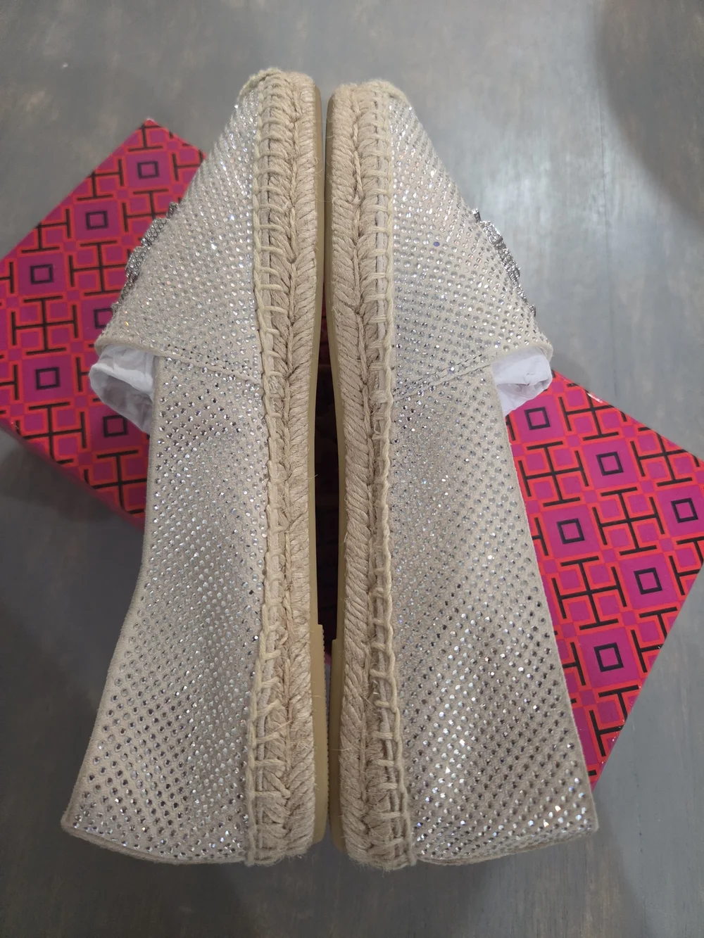 Women's Crystal-Embellished Espadrille Slip-On — Ivory